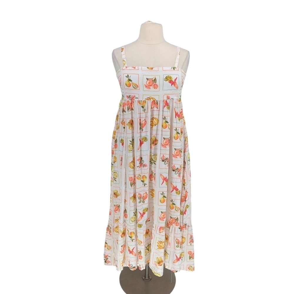 01480 NEW Paper Heart Fruits Maxi Dress White Green Size XL preppy coastalcore